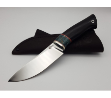 Нож "Кайман", сталь N690, мельхиор, стабилизированная карельская береза/черное дерево N690 Карельская береза/черное дерево