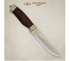 Нож туристический "Лиса" ЦМ, граб, Золото (999,9°) - 1 мкм 40Х10С2М Граб