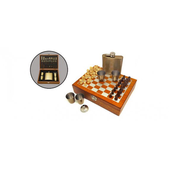 FL6-11N4 набор-шахматы с флягой 6 унций